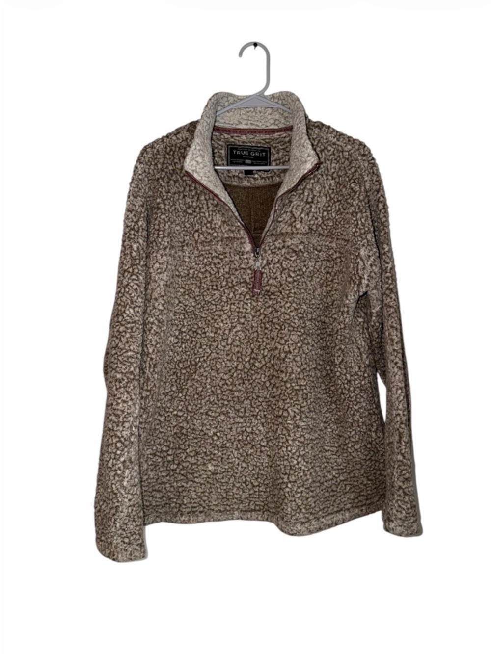 True Grit Taupe Sherpa Jacket with Contrast Trim